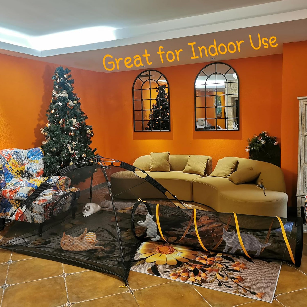 Cat Tent for Indoor and Outdoor Cat Enclosures(Outdoor, Tunnel, and Playhouse) Kitty Playpen