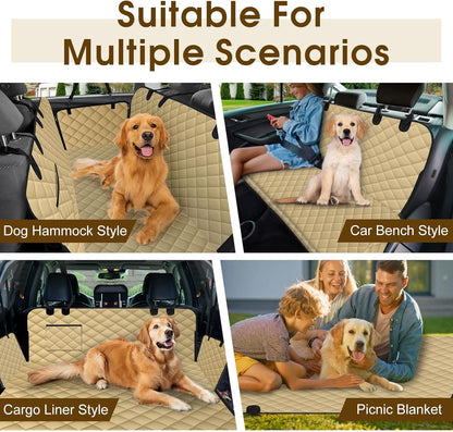 Waterproof Dog Car Seat Cover for Back Seat - Durable, Scratch Proof Pet Hammock with Nonslip