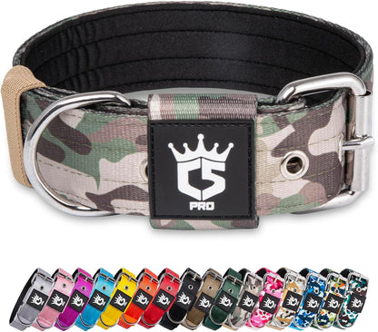 TSPRO Tactical Dog Collar 1.5 Inch Wide Thick Dog Collars with Heavy Duty Metal Buckle, Durable