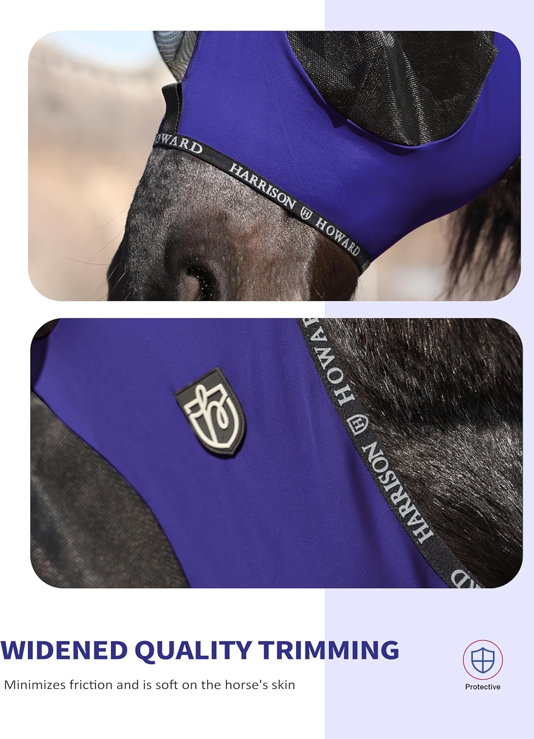 Harrison Howard Horse Fly Mask with Forelock Opening Stretch Breathable and Comfortable for Horses