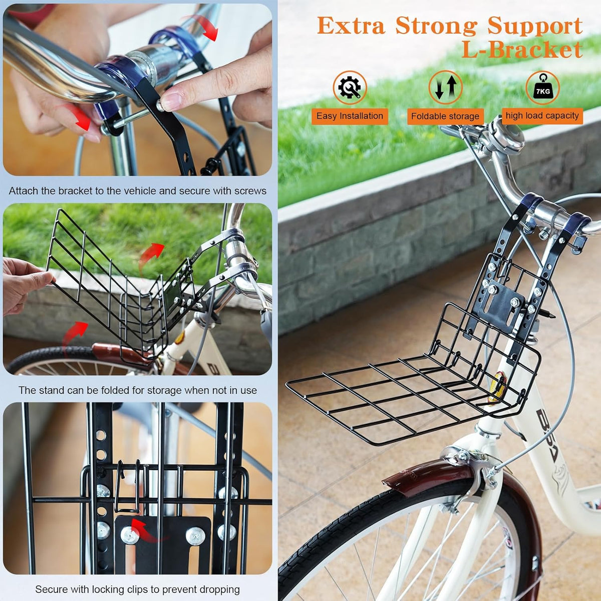 Xixter Dog Basket for Bike, Suitable for Small & Medium Pet Up to 7 kg, Foldable 4-in-1 Pet Bike