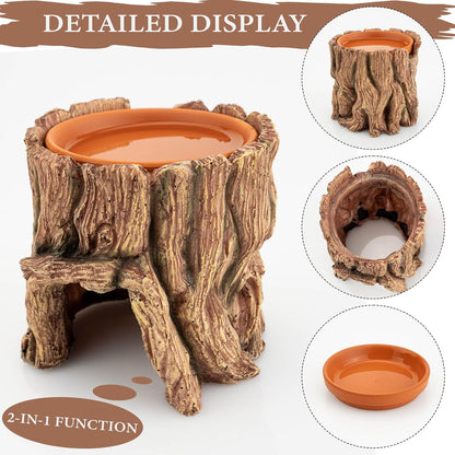 Reptile Hide Cave Resin – Moisture Keeping Reptile Shelter with Clay Water Basin for Leopard Gecko
