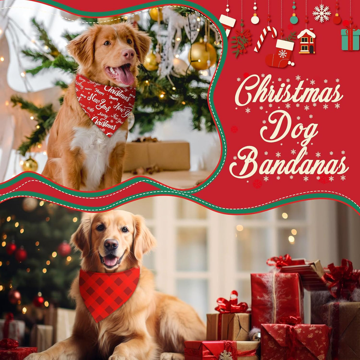 Chunful 100 Pieces Christmas Dog Bandanas Bulk Red and White Xmas Bandanas for Dogs Triangle Scarf