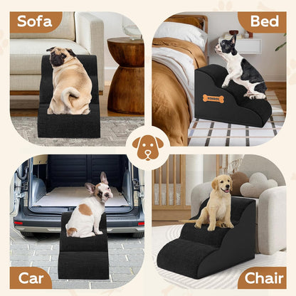 Romrol Dog Stairs Ramp for High Beds Couches, High Density Foam Pet Steps with Durable Non-Slip