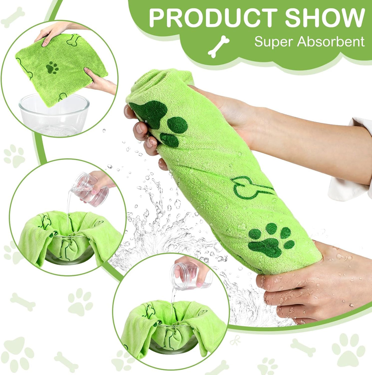 Chumia 8 Pcs Dog Towels for Drying Dogs Cats Pet Towels Bulk Puppy Microfiber Quick Drying Paw Bath