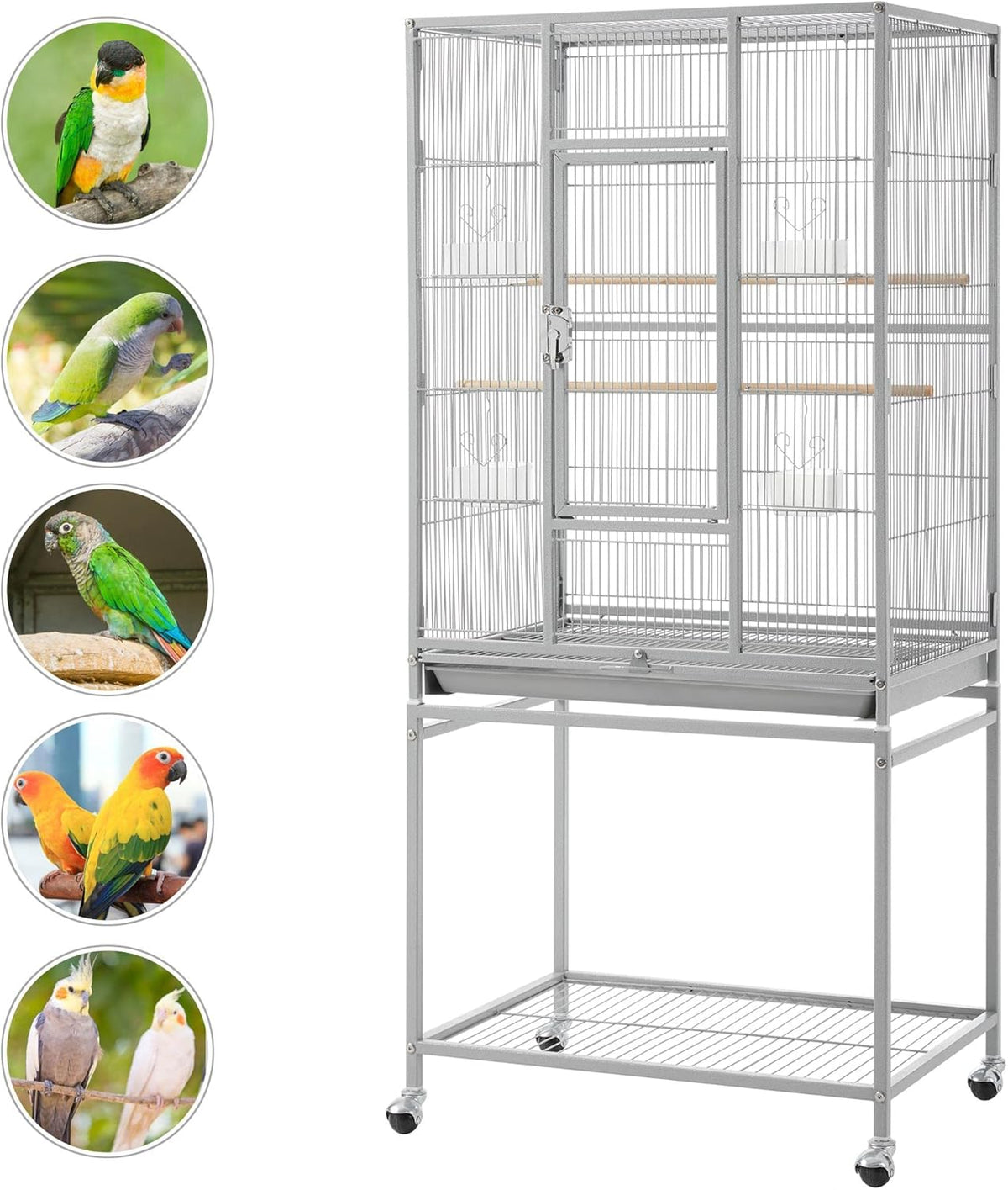 Yaheetech Metal Large Bird Cage Parrot Parakeet Cage w/Stand for Small Parrot Cockatiel Sun