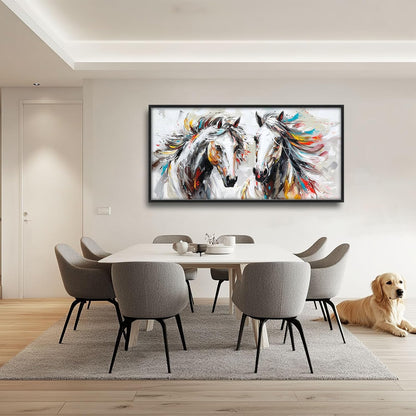 Quorin Horse Large Wall Art White Horse Animal Pictures Wall Decor Colorful Graffiti Canvas Print