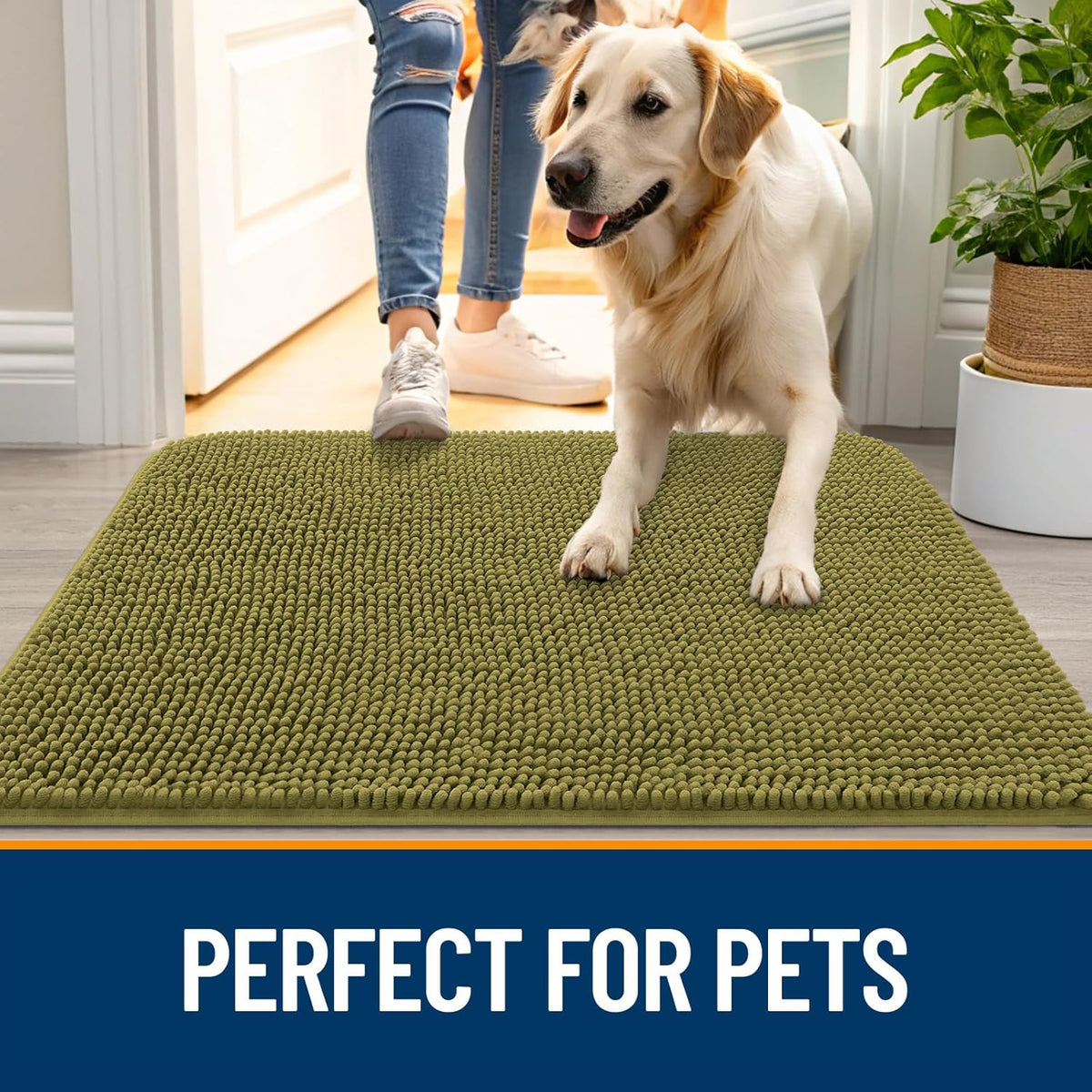 OLANLY Dog Door Mat for Muddy Paws 30x20, Absorbs Moisture and Dirt, Absorbent Non-Slip Washable