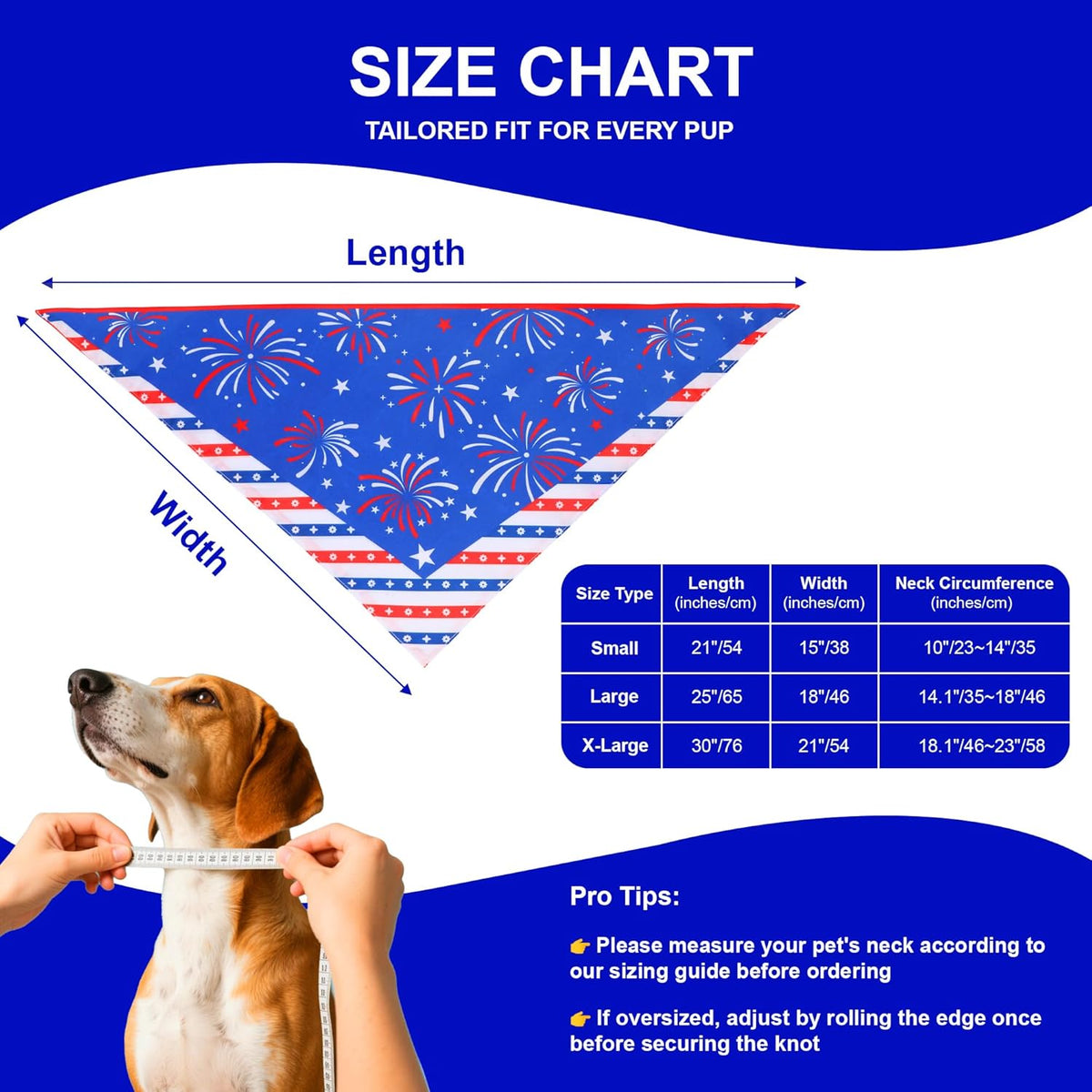 4th of July Cooling Dog Bandana 1-Pack for Small to Medium Dogs - Patriotic Bandanas with American