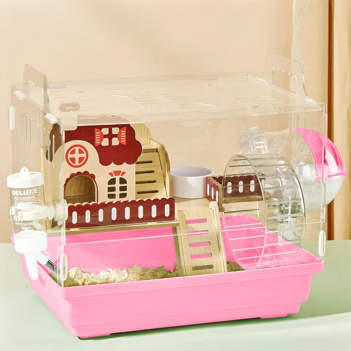 8 in 1 Clear Acrylic Hamster Cage with All Accessories,13.5''L* 10''W* 13''H Dwarf Hamster