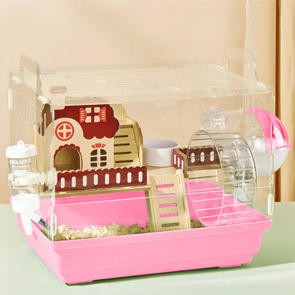 8 in 1 Clear Acrylic Hamster Cage with All Accessories,13.5''L* 10''W* 13''H Dwarf Hamster