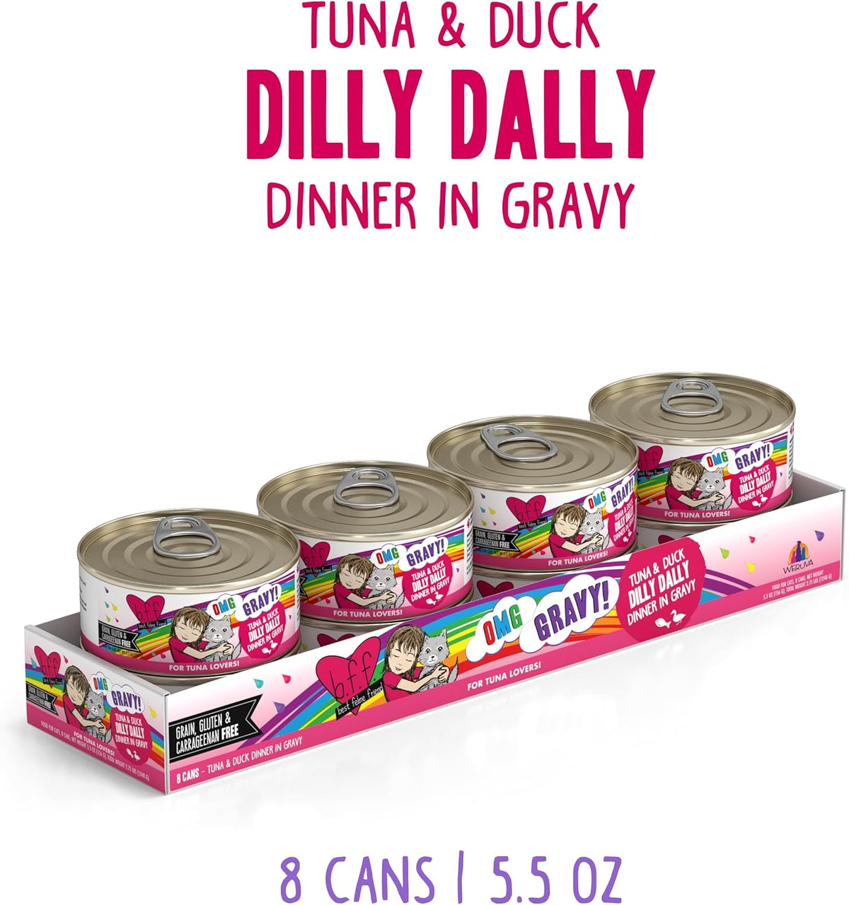 Weruva B.F.F. OMG - Best Feline Friend Oh My Gravy!, Tuna & Duck Dilly Dally with Tuna & Duck