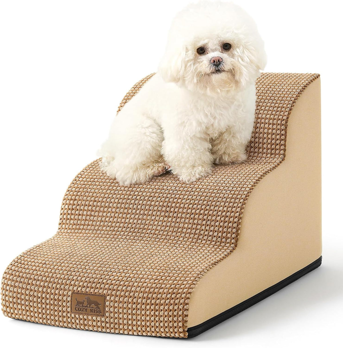 Dog Stairs for Small Dogs 15.7" H, Curved Dog Step for Puppy, Older Cat, Medium Pet Ramp for Sofa