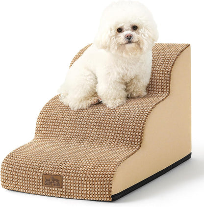 Dog Stairs for Small Dogs 15.7" H, Curved Dog Step for Puppy, Older Cat, Medium Pet Ramp for Sofa