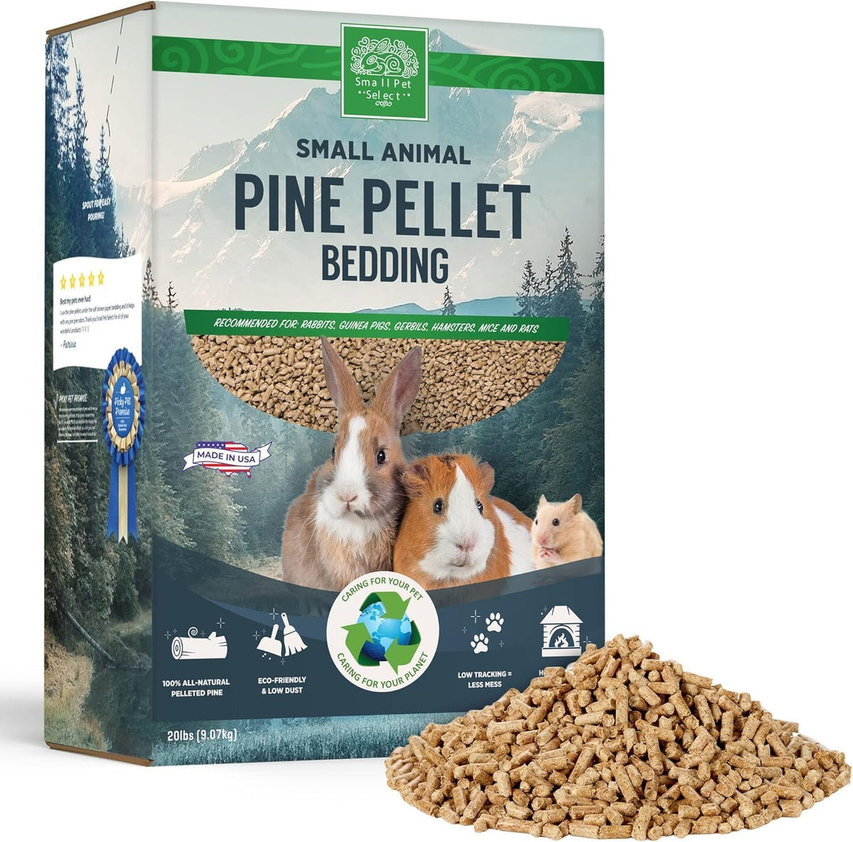 Small Pet Select Pine Pellet Bedding 20lb, Litter Pellets for Rabbit, Guinea Pig, Hamster, Bunny