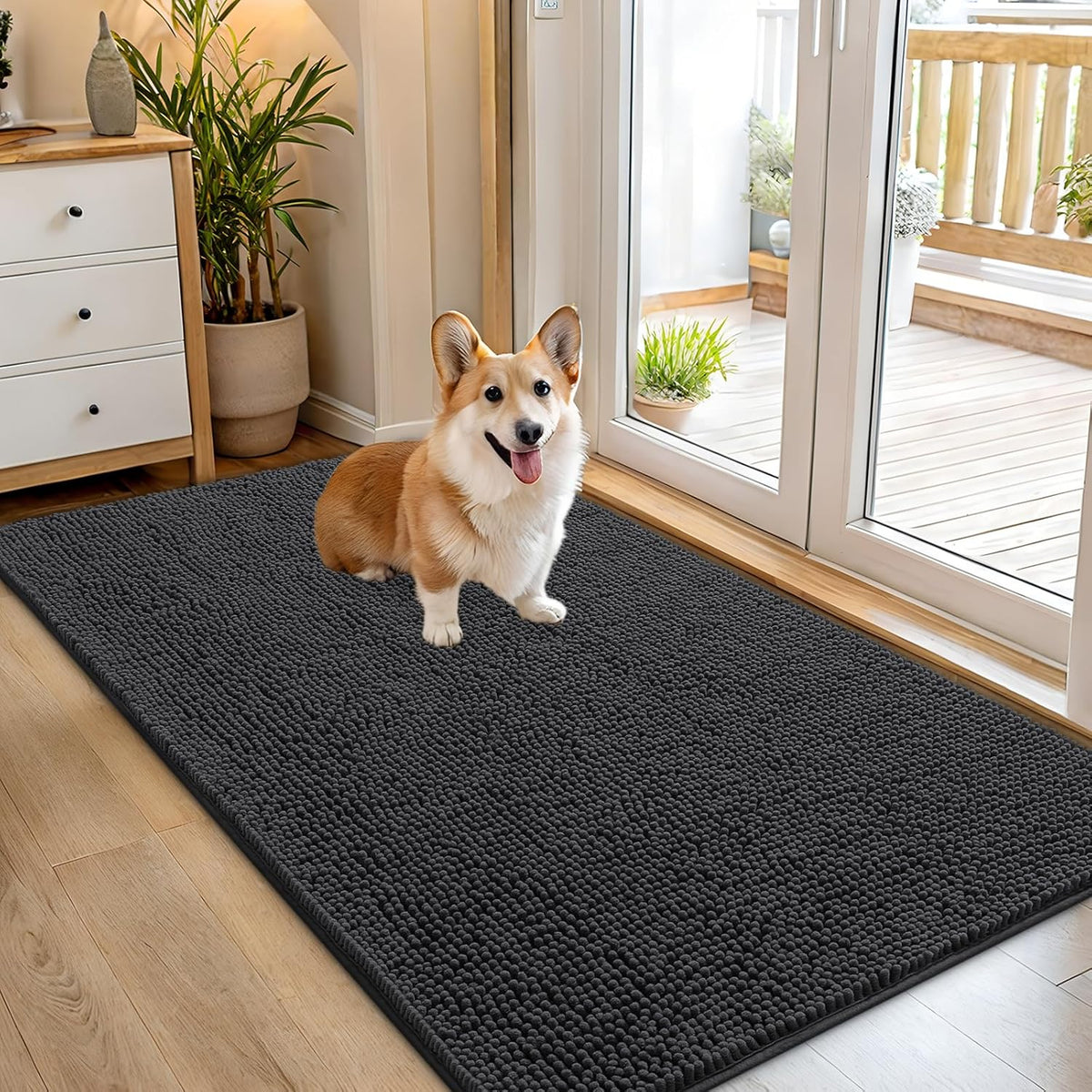 OLANLY Dog Door Mat for Muddy Paws 54x32, Absorbs Moisture and Dirt, Absorbent Non-Slip Washable