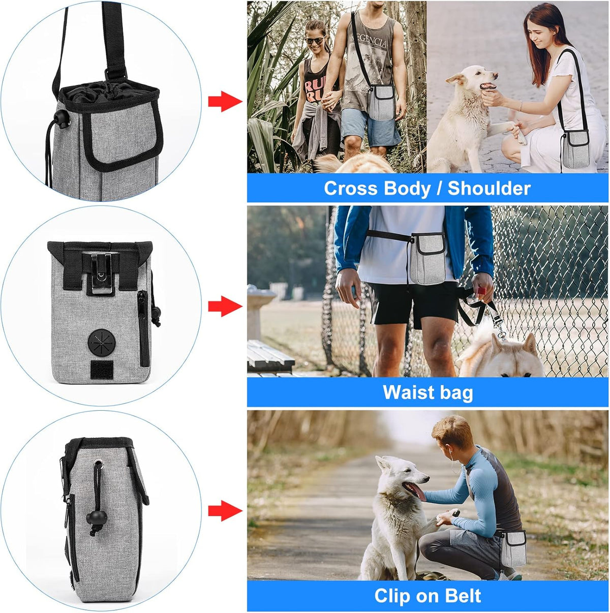 Airline Approved Dog Travel Bag with 2 Dog Treat Training Pouches, Tote Organizer for Weekend Pet