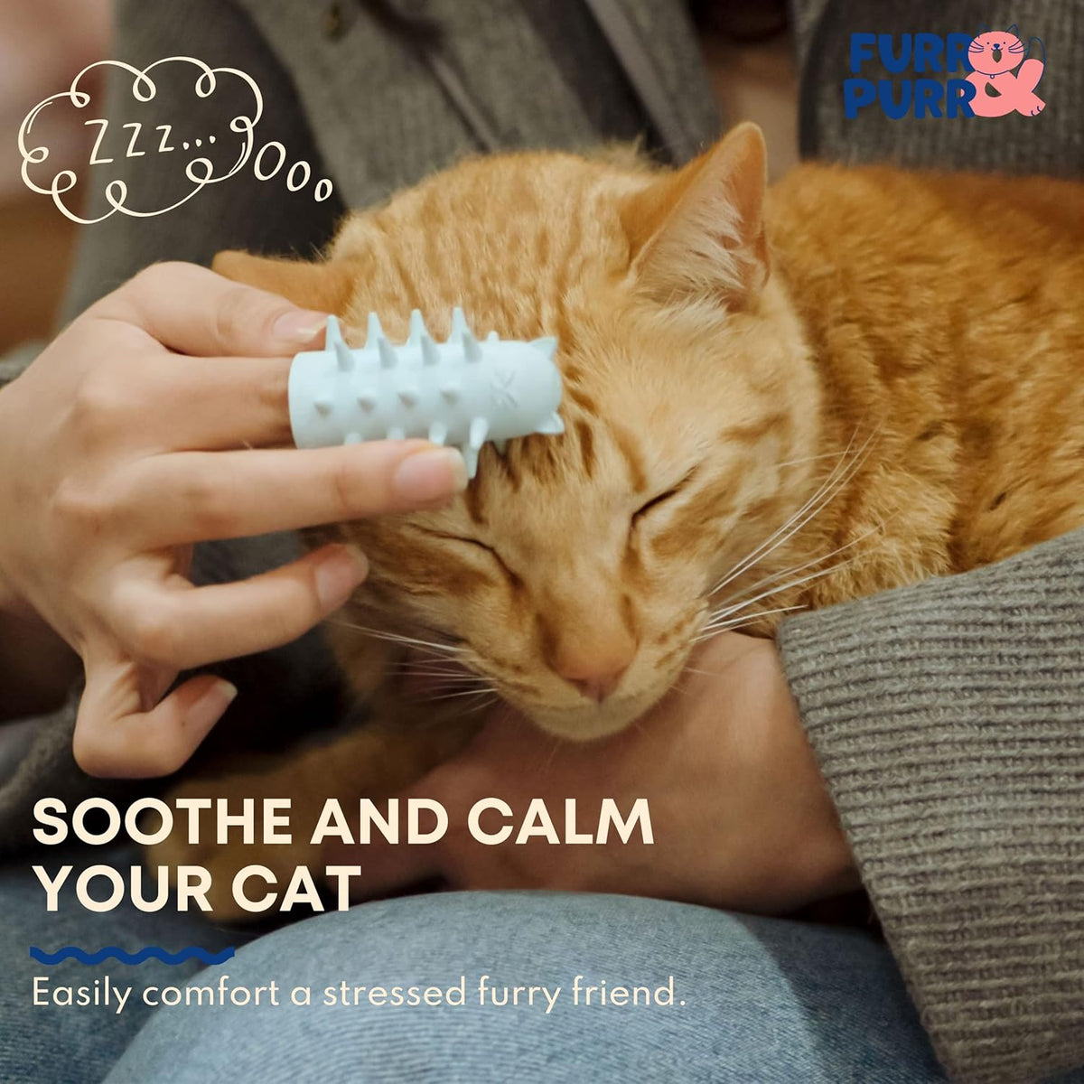 Furr&Purr Cat Brush Set for Indoor Cats - Grooming Tools: Face Scratcher, Calming Massager, and