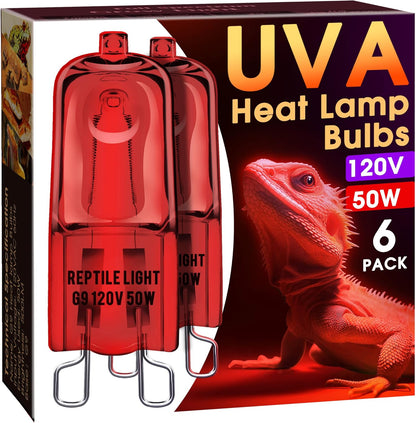 Briignite G9 Infrared Heat Lamp Bulbs for Reptile, Mini Reptile Light, Dimmable Night Red UVA