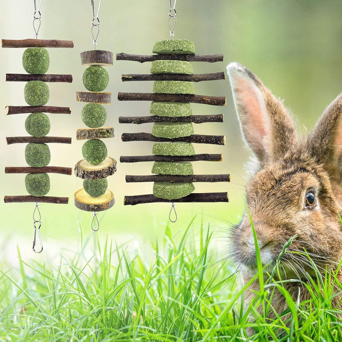ERKOON Bunny Chew Toys, Rabbit Chew Toys for Teeth Grinding, Improve Dental Health, 100% Natural