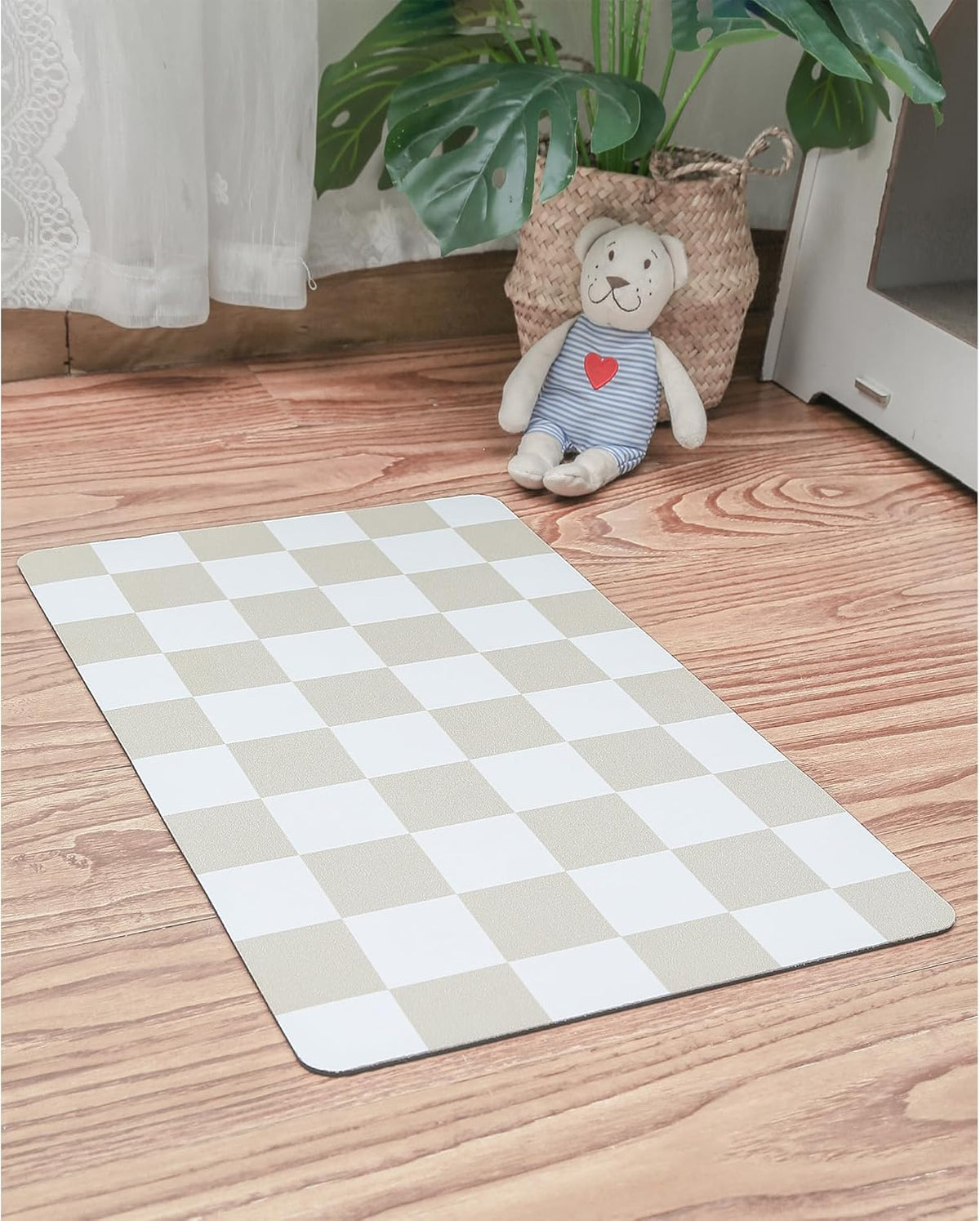 Ralxion Checkered Dog Feeding Mat, Absorbent Mats for Dog Food and Water Bowl, Dispenser, Retro