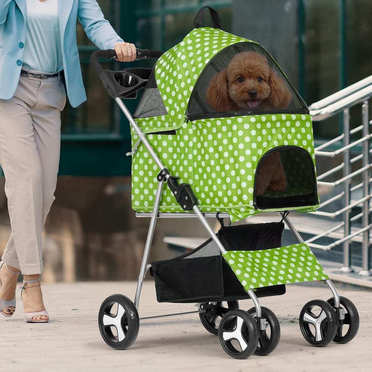 Magshion Foldable Pet Stroller, 3-in-1 Dog Travel Jogger with Detachable Carrier, Cup Holder