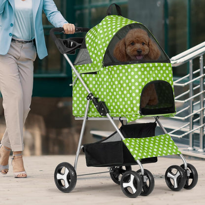 Magshion Foldable Pet Stroller, 3-in-1 Dog Travel Jogger with Detachable Carrier, Cup Holder