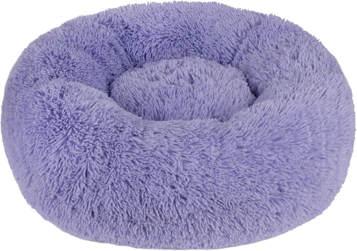 Best Pet Supplies Round Donut Dog Bed with Plush Faux Fur Fabric, Calming, Anti-Anxiety Cushion for