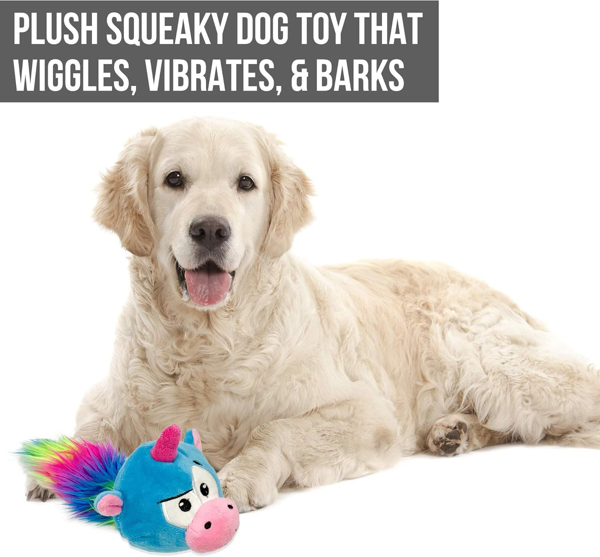 Hyper Pet Doggie Pal Unicorn Interactive Plush Dog Toys (Wiggles, Vibrates, and Barks – Dog Toys