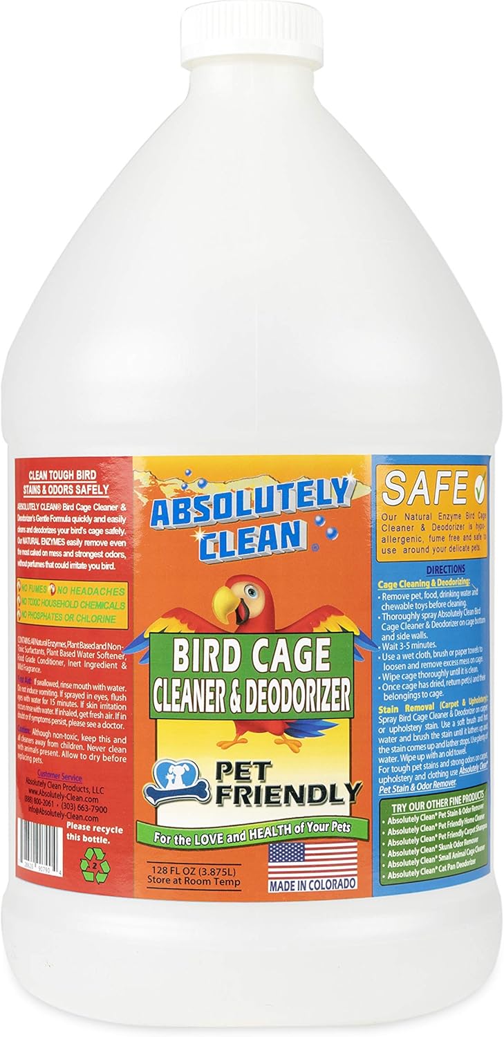Absolutely Clean Amazing Bird Cage Cleaner and Deodorizer - Just Spray/Wipe - Safely & Easily