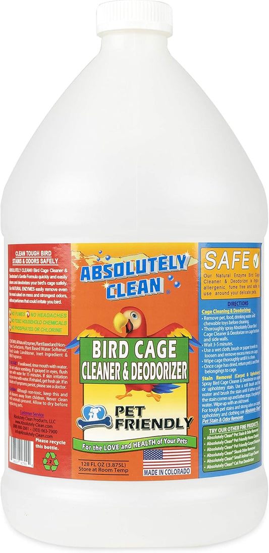 Absolutely Clean Amazing Bird Cage Cleaner and Deodorizer - Just Spray/Wipe - Safely & Easily