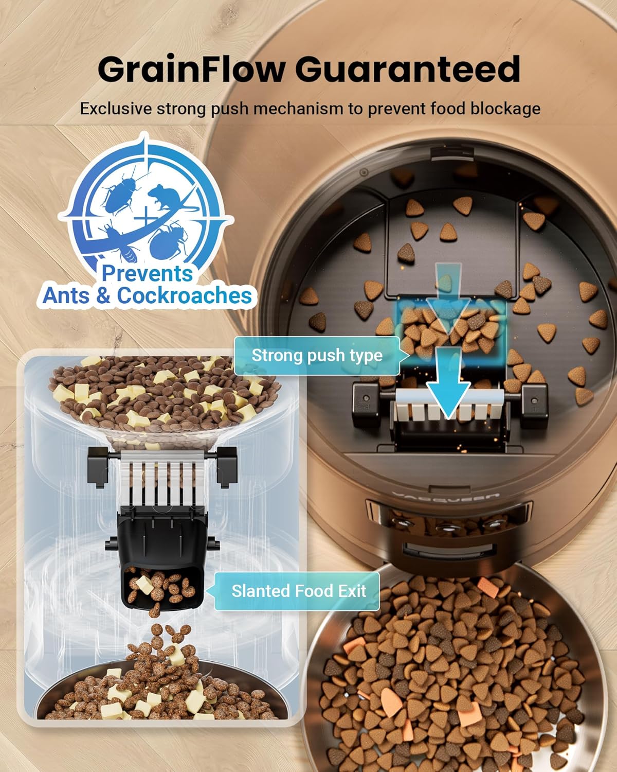 Automatic Cat Feeder for 3 Cats, 6L/25 Cups Smart WiFi Pet Feeder, Strong Anti-Jam System