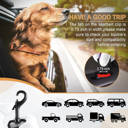 LivTee Dog Seat Belt for Car, Retractable Pet Safety Harness, Adjustable Nylon Dog Seatbelt Leash