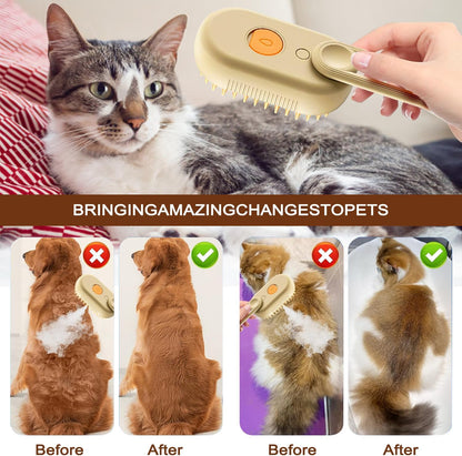 Cat Steam Brush for Shedding, 2025 New 4 in 1 Rechargeable Steam Pet Brushes for Cats & Dogs