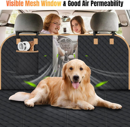 Dog Car Seat Cover for Back Seat, Dog Car Bed Cover with Strong Hard Bottom 4 Panels, Car Back Seat
