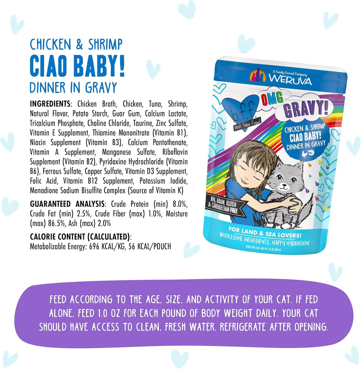 Weruva B.F.F. OMG - Best Feline Friend Oh My Gravy!, Ciao Baby! with Chicken & Shrimp in Gravy Cat