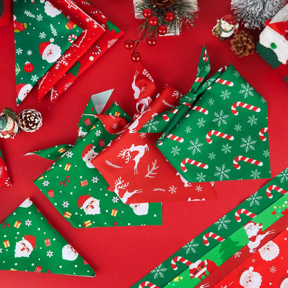Weewooday 50 Pcs Christmas Bandanas for Dogs Xmas Bandanas Bulk with Santa Snowflake Candy Cane