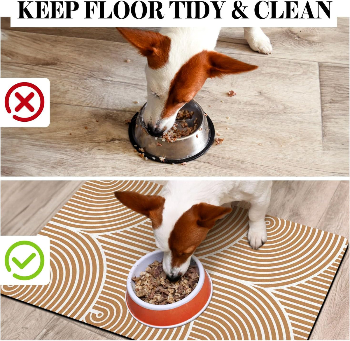 Dog Food Mats for Floors, Absorbent Dog Bowl Mat for Food and Water Dispenser Mat, Quick Dry Cat