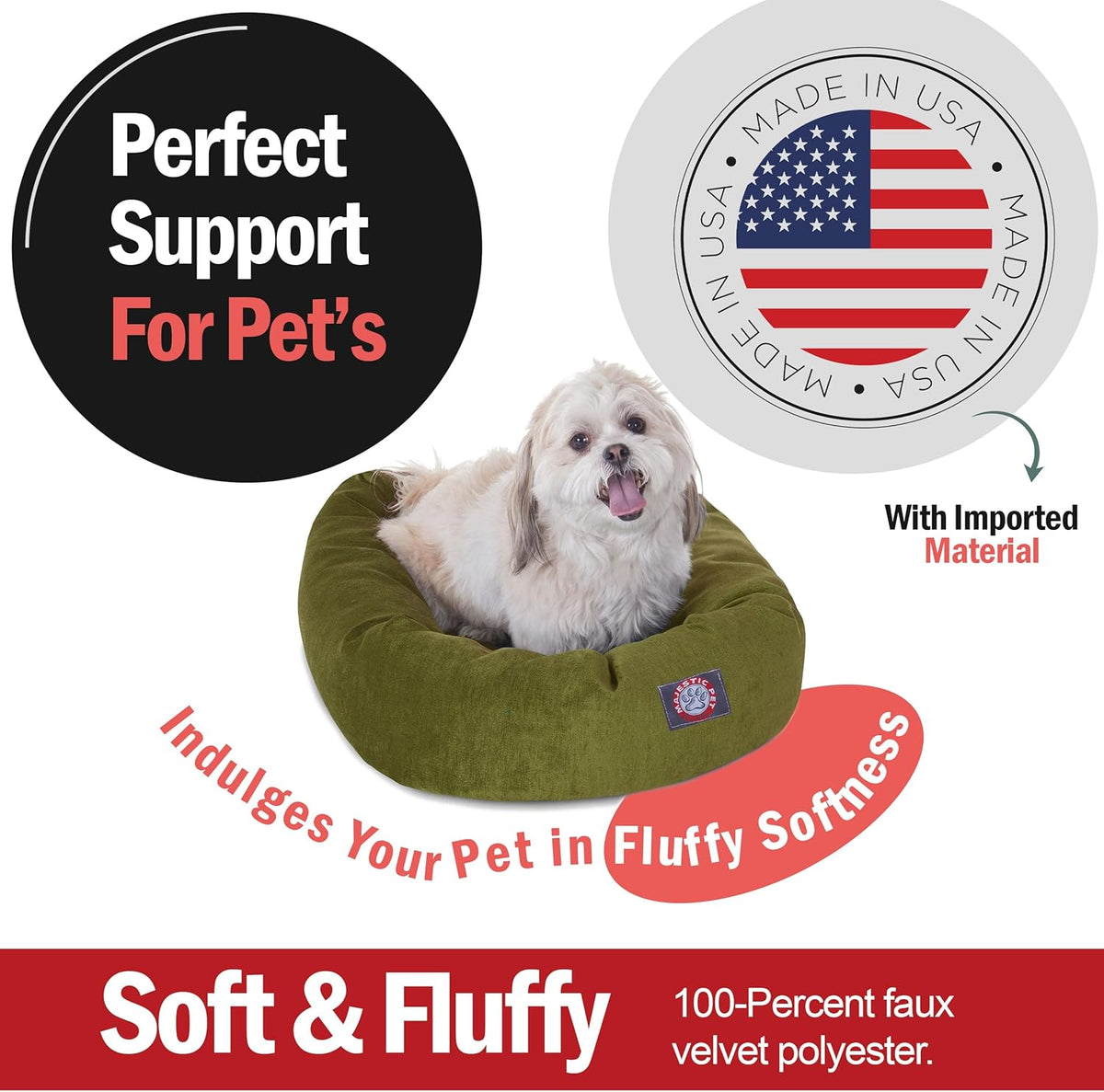 Majestic Pet 24 Inch Micro Velvet Calming Dog Bed Washable 24x19x7 (Inch) – Cozy Soft Round Donut