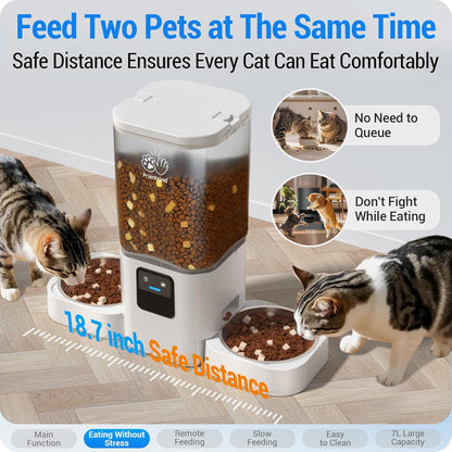 Automatic Cat Feeders 2 Cat with Slow Feed: Dual Automatic Dog Feeder with 5G WiFi, cat Food