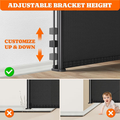 Pawtners Retractable Baby Gates Extra Wide, 41" Tall Extends up to 200" Wide, Dog Gate Indoor for