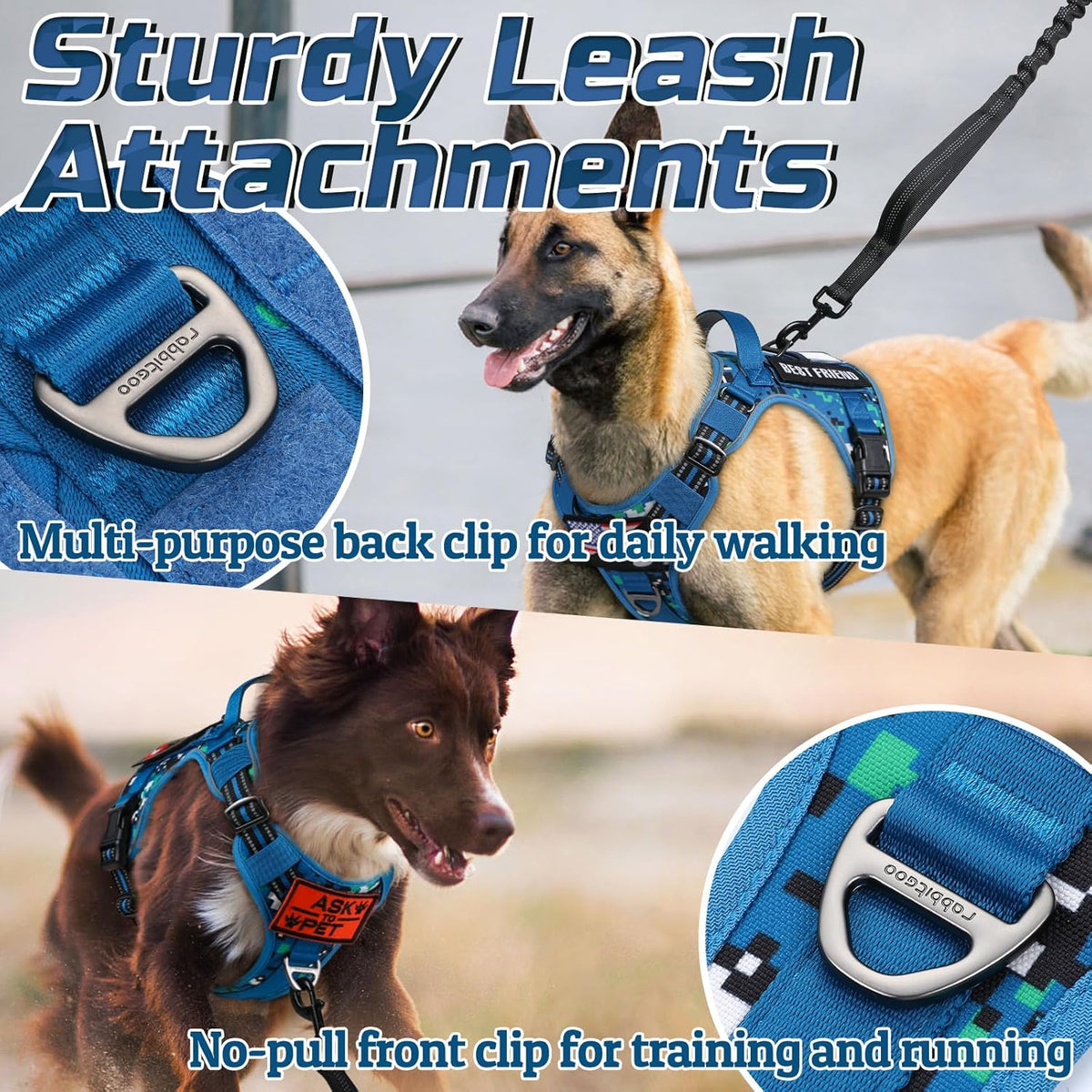 rabbitgoo Tactical Dog Harness for Large Dogs, No Pull Military Service Vest with Handle & Molle