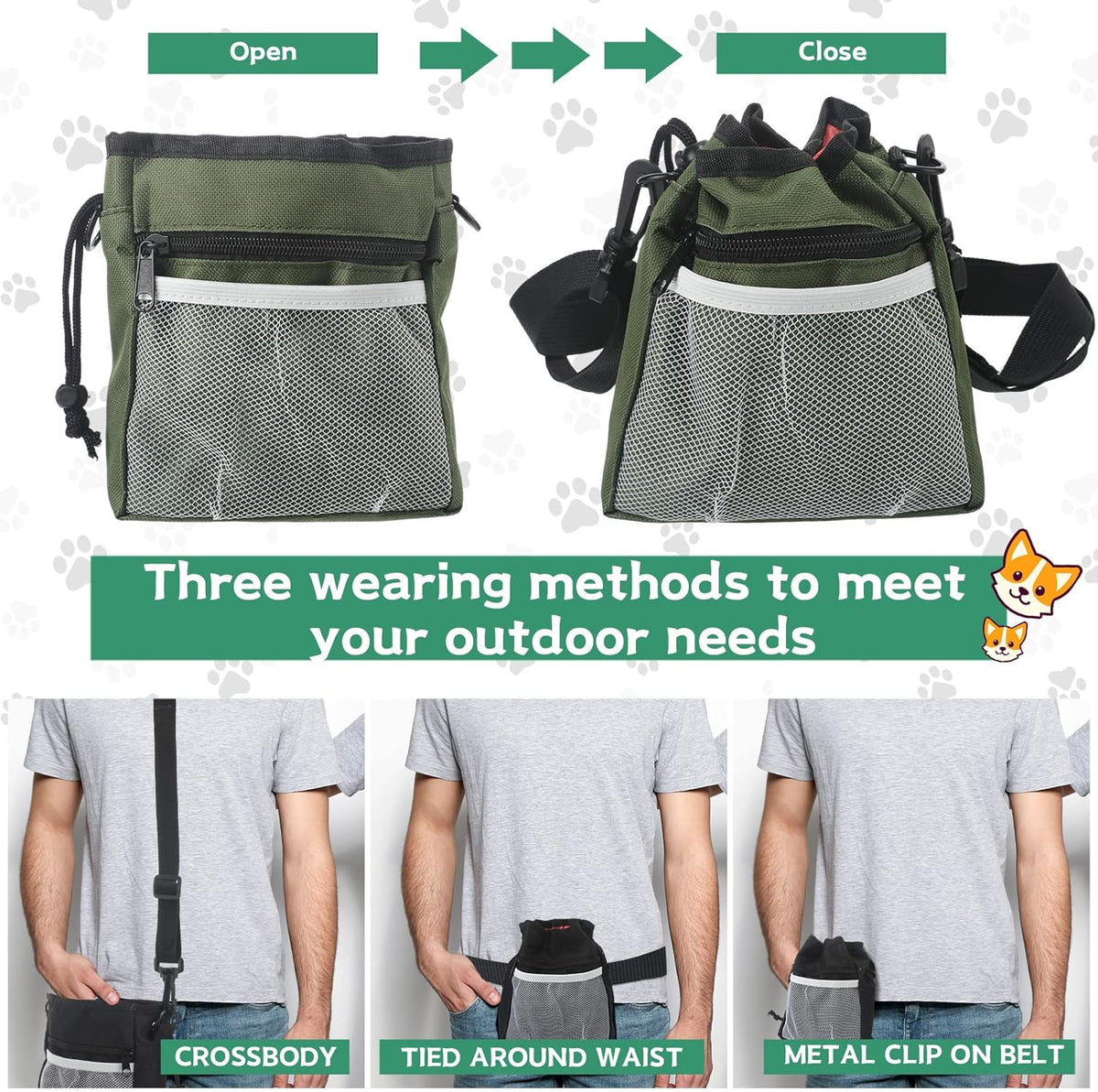 Hillban 6 Pcs Dog Treat Training Pouch Dog Treat Bag with Waist Shoulder Strap Bulk 6 Colors