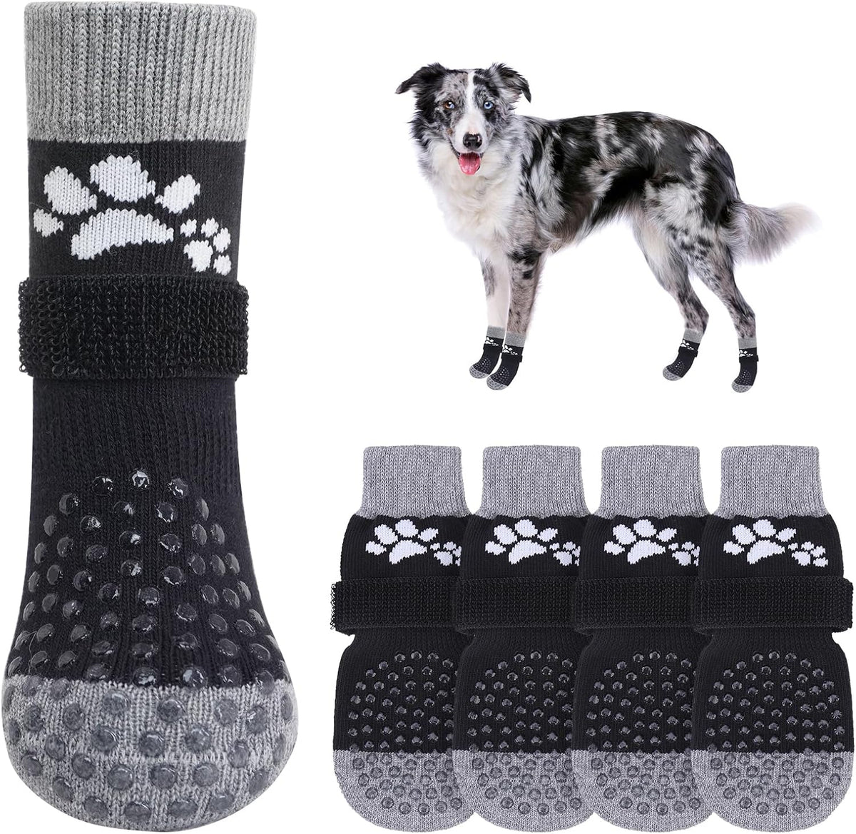 SCENEREAL Anti Slip Dog Sock to Prevent Licking Paws for Hardwood Floors, Boots & Paw Protector