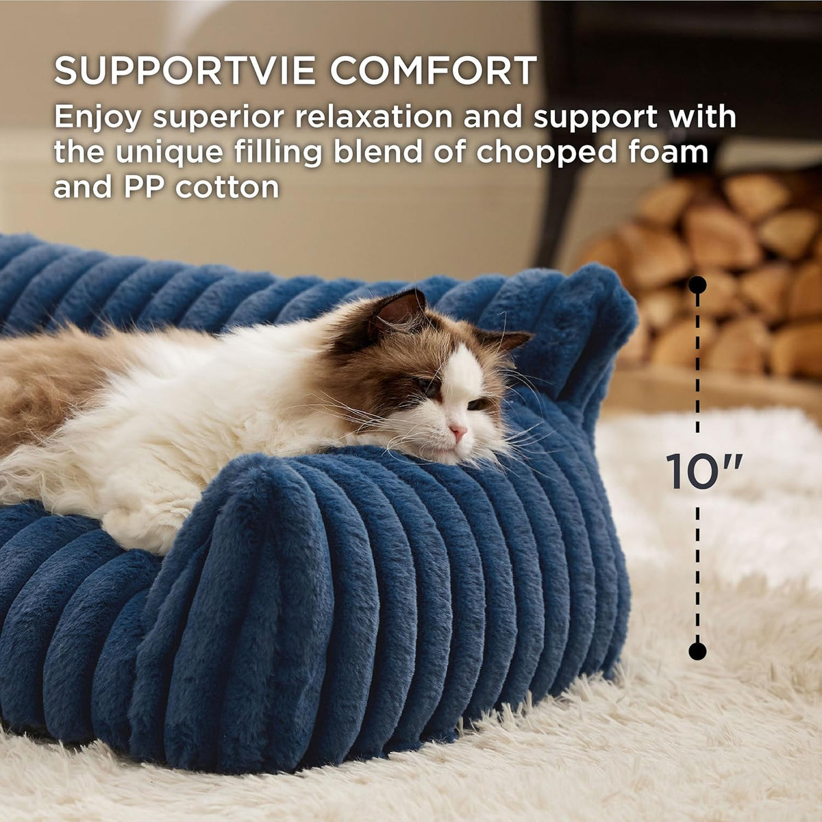 Bedsure Cute Cat Couch for Pets - Fluffy Cat Sofa with Premium Soft Corduroy Fleece, Fuzzy Pet