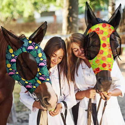 Frienda 4 Pieces Horse Fly Masks with Ears Face Covering UV Protection from Insect Pests Elasticity