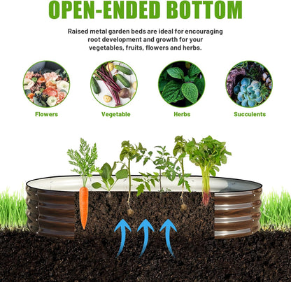 SnugNiture 6x3x1ft Raised Garden Bed Kit, Outdoor Oval Metal Garden Planter, Ground Planter Box for