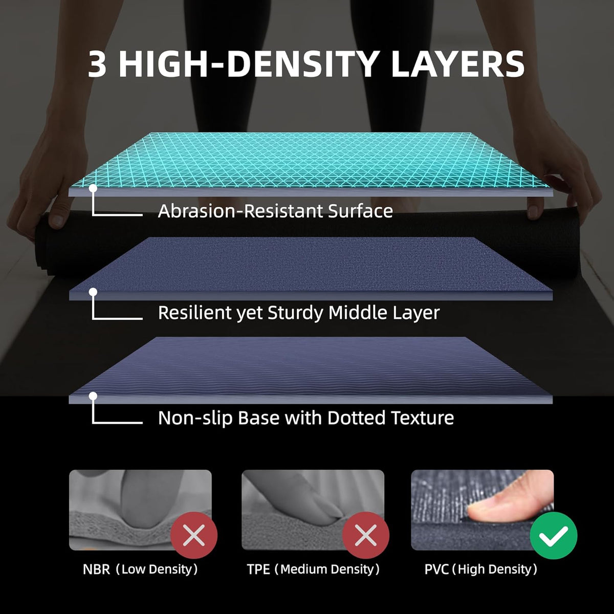 Large Exercise Mat for Home Workout,12‘x6’/10'x6'/9'x6'/8'x6'/7'x5'/6'x4' (7mm) Extra Thick Workout