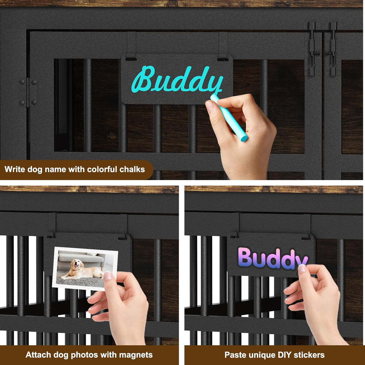 EasyCom Heavy Duty Dog Kennel Indoor with Name Tag, 27" Dog Crate Furniture for Small Dogs