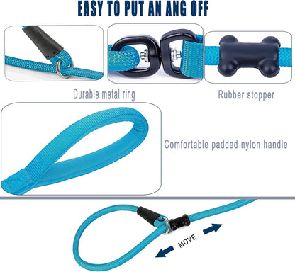 Slip Lead Dog Leash，Strong Nylon Rope Leash and Padded Handle,No Pull Outdoor Walking Training Lead